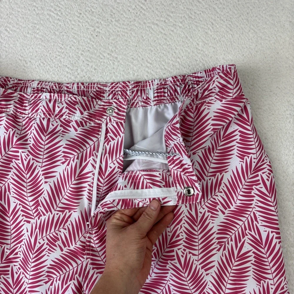 GENTEAL Mens Swim Shorts XL Pink Pattern Lined 7